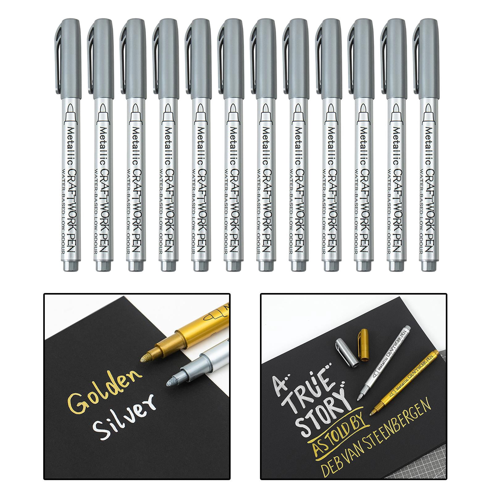 FVDPWYE 12Pcs Paint Pens Set Quick Dry Water based Premium for Mugs Easter Egg Metal Silver