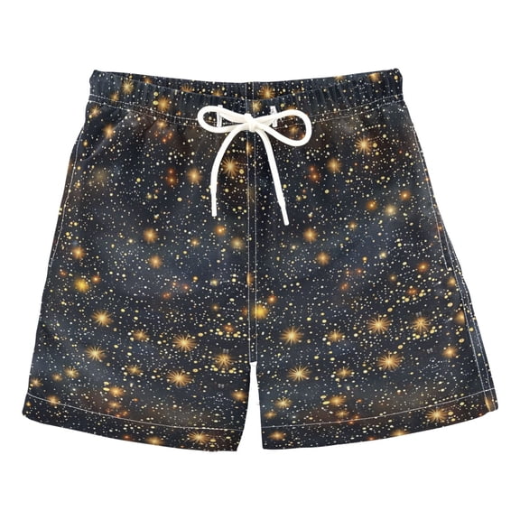 joogoo Boys Swim Trunks Glitter Shiny Galaxy Beach Board Shorts Drawstring Swimsuit S