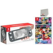 Nintendo Switch Lite 32GB Gray Edition and Mario Kart 8 Deluxe Bundle - Japan Import with US Plug with Screen Cleaning Cloth