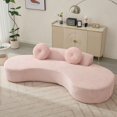 thumbnail image 6 of MIKIBAMA 105.5''Curved Cloud Couch Sofa 3-4 Seater Couch with 2 Pillows Point-shaped corduroy,(Anti-Wrinkle) , Pink, 6 of 11
