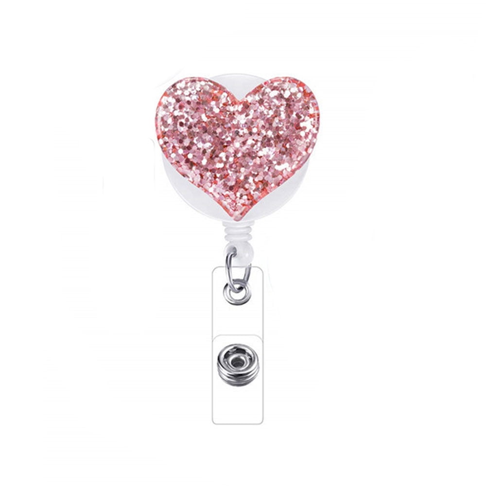 SagaSave Retractable Badge Holder Badge Clips ID Card Name Tags Keys Heart Shape 10 Color