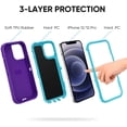 thumbnail image 3 of Compatible with iPhone 12 Case/iPhone 12 Pro Case 6.1-Inch (2020), Heavy Duty Defender 3-Layer Rugged Shockproof Drop Protective Cover Phone Cases for iPhone 12/12Pro,Purple Blue, 3 of 12