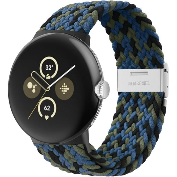 MYKOMI Stretchy Braided Bands Compatible with Google Pixel Watch 3 Band 41mm/Pixel Watch 2 Band/Google Pixel Watch Band - Upgraded Connector - Elastic Nylon Breathable Sport Straps for Women Men