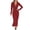 Red, variant on Kukoosong Women's Solid Color Long Sleeve Bodycon Tea Length Dress with Turndown Collar for Casual Fashion Home and Work Wear Dresses