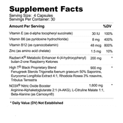 High T Black Caffeine Free Natural Testosterone Booster Hardcore Formulation 120 Count