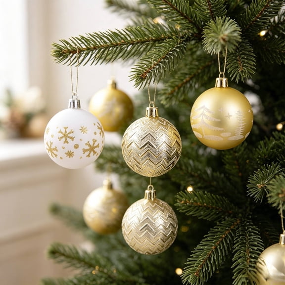 24pcs Christmas Ball Ornaments Shatterproof Plastic Christmas Tree Decorations for Xmas Party Home Office Holiday Decor-Medium Size (2.36"/ 60mm)