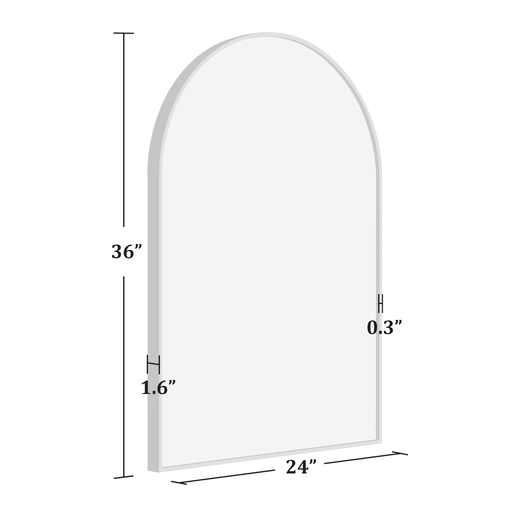MAYEERTY 36"x24" Aluminum Alloy Thin Edge Right Angle Arched Black Hanging Mirror