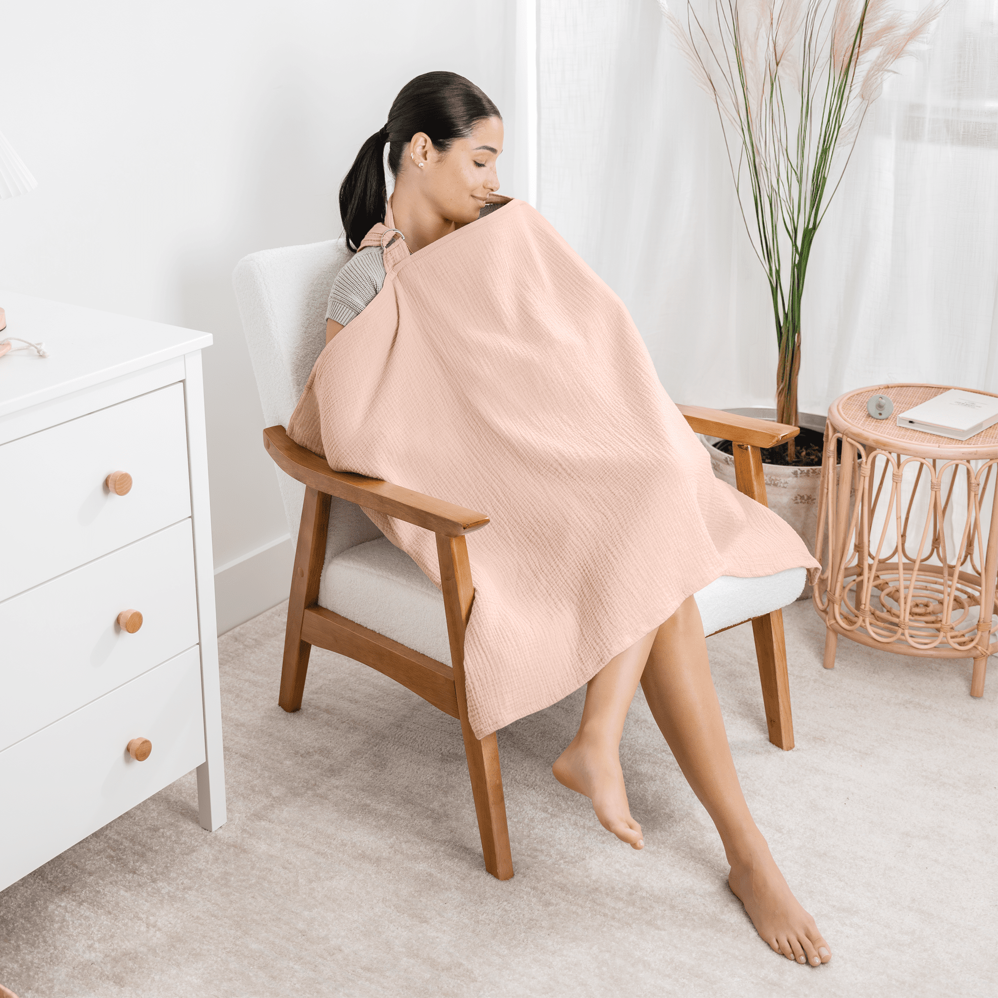 Comfy Cubs Muslin Nursing Cover with Adjustable Neck Strap - Pack of 2, Blush and Mauve