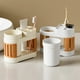 thumbnail image 5 of Portacepillos de Dientes de Plástico Blanco y Amarillo con Ranura para Vaso, Organizador de Baño Multifuncional para Cepillos de Dientes, Pasta de Dientes y Artículos de Tocador Pequeños, Diseño Impe, 5 of 6