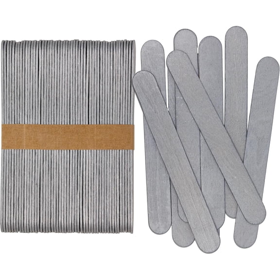 CraftySticks- 50 Pack Silver Metallic Color Painted Wood Popsicle Sticks for Crafts, Home, School Art, Building, Learning, Tongue Depressor Size 6 Inch