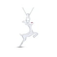 thumbnail image 3 of AFFY Simulated Ruby Reindeer Pendant & Chain 14k White Gold Over Sterling Silver, 3 of 6