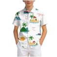 thumbnail image 5 of Ulanda Boy's Button Down Hawaiian Shirt Short Sleeve, Kids Summer Beach Hawaiian Shirts for Boys for 7-14 Years (White, 4-5 Years), 5 of 7