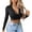 Black, variant on Women's Long Sleeve Quarter Zip Crop Top Lined V Neck Fitted Sexy Cropped Shirt Soft Comfortable Stylish Casual Tee