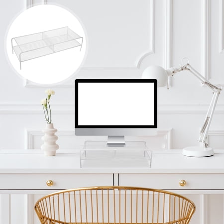 LOLIPPYY Desktop Monitor Riser White Computer Stand with Dual Layers for Organized Home Office Use