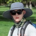 thumbnail image 2 of Sombrero de cubo grande para hombre, gorro de poliéster para exteriores, sombrero de pescador para ciclismo, pesca, escalada en roca - Gris oscuro SM SunniMix sombrero de copa, 2 of 7