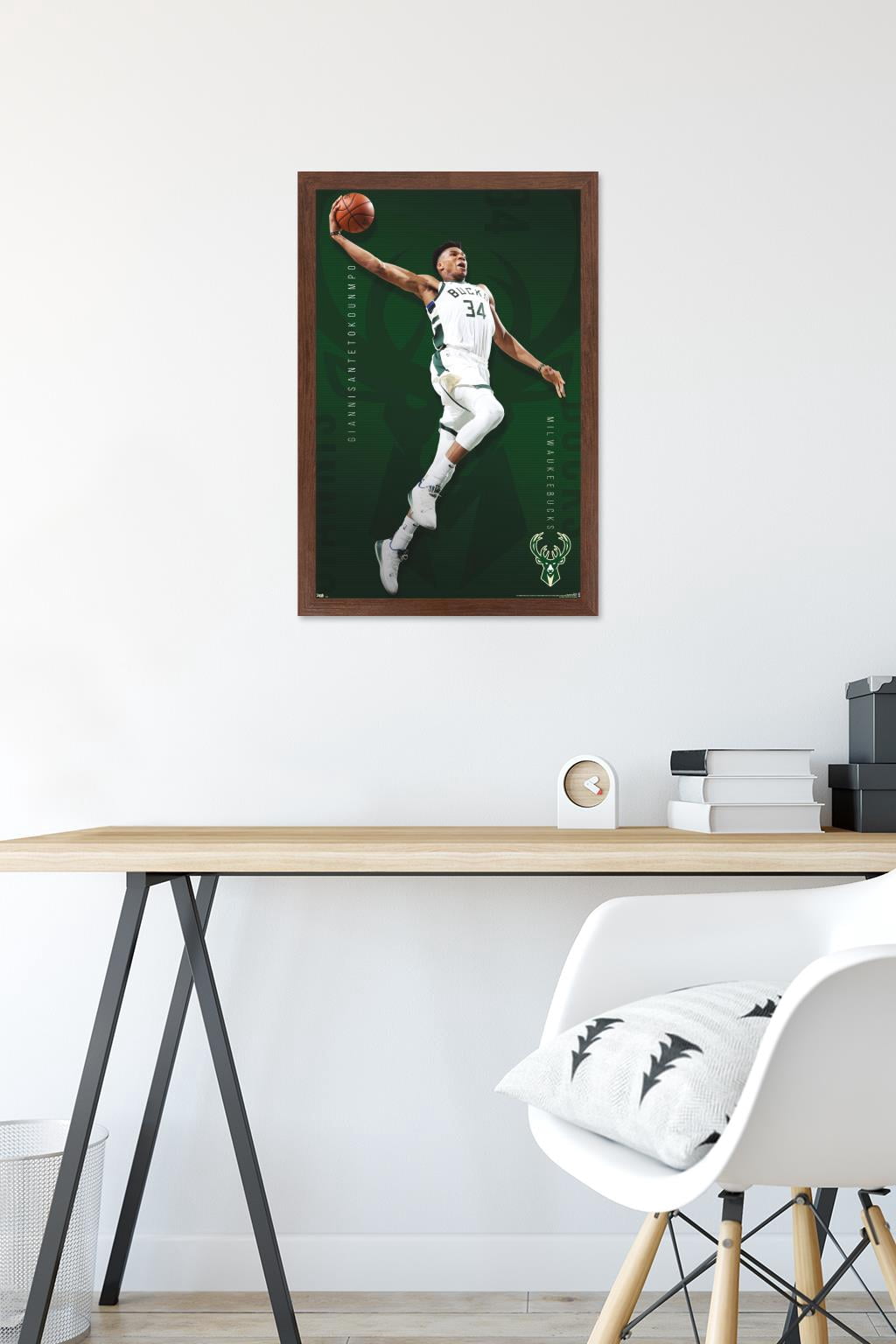 NBA Milwaukee Bucks - Giannis Antetokounmpo 19 Wall Poster, 14.725" x 22.375", Framed