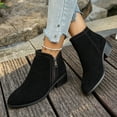 thumbnail image 2 of FRSASU Women's Ankle Boots Side Zipper Low Block Heel Short Booties Classic Round Toe Casual Boots for Daily Walking Black, 2 of 9