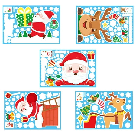 Christmas Clearance Christmas Electrostatic Stickers Snowflake Set Door Window Glass Stickers
