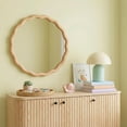 thumbnail image 6 of Perfnique Round Wavy Mirror, 24'' Wood Framed Circle Mirrors for Wall Decor, Tempered Glass Scalloped Mirror for Bedroom Living Room Entryway Nursery Decorative, 6 of 7