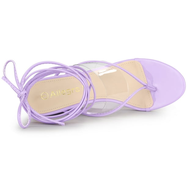 Unique Bargains Women s Strappy Clear Strap Flip Flops Purple Wedge Sandals 8.5 M Us Other 8.5