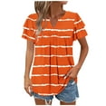 thumbnail image 1 of XMMSWDLA Chemises Décontractées d'Été pour Femmes Manches Courtes Tunique Rayée - T-Shirt Col Rond Orange pour Adolescentes, 1 of 7
