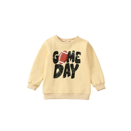 

IZhansean Todderl Kids Baby Boy Girl Football Sweatshirt Crewneck Pullover Sweater Long Sleeve Shirt Apricot 18-24 Months