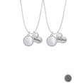 thumbnail image 2 of Delight Jewelry Silvertone Round - Imitation Cat's Eye - White - Mother & Daughter Heart Necklaces (Set of 2), 19"+2", 2 of 4