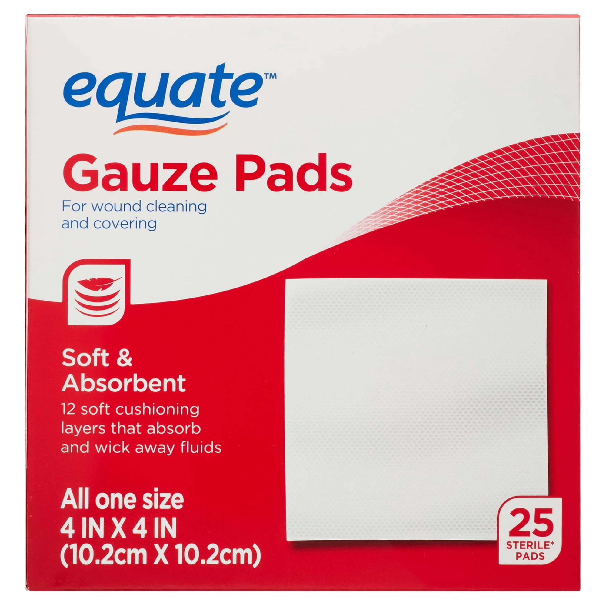 Equate Gauze Pads, 4" x 4", 25 Count