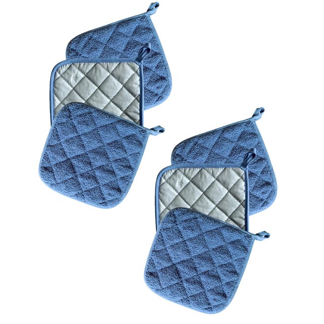Oleegame 2PC Dinner Plate Mat Pure Cotton Pot Holders Cotton Made Machine Washable Heat Pot Holder Everyday Kitchen Hot Pads For Cooking And Baking Blue
