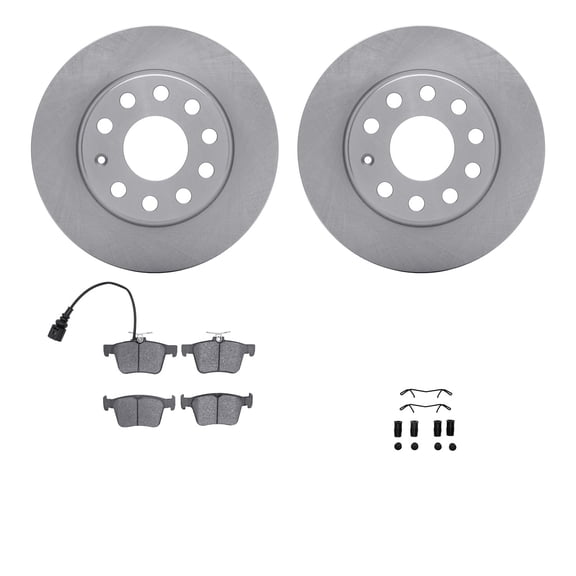 Dynamic Friction Company Rear Brake Rotors with 5000 Euro Ceramic Brake Pads includes Hardware 6612-74230
