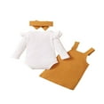 thumbnail image 3 of Newborn Baby Girl Fall Clothes Ruffle Long Sleeve Ribbed Romper Pocket Suspender Skirts Infant Overalls Dress Pink 0-3 Months, 3 of 9