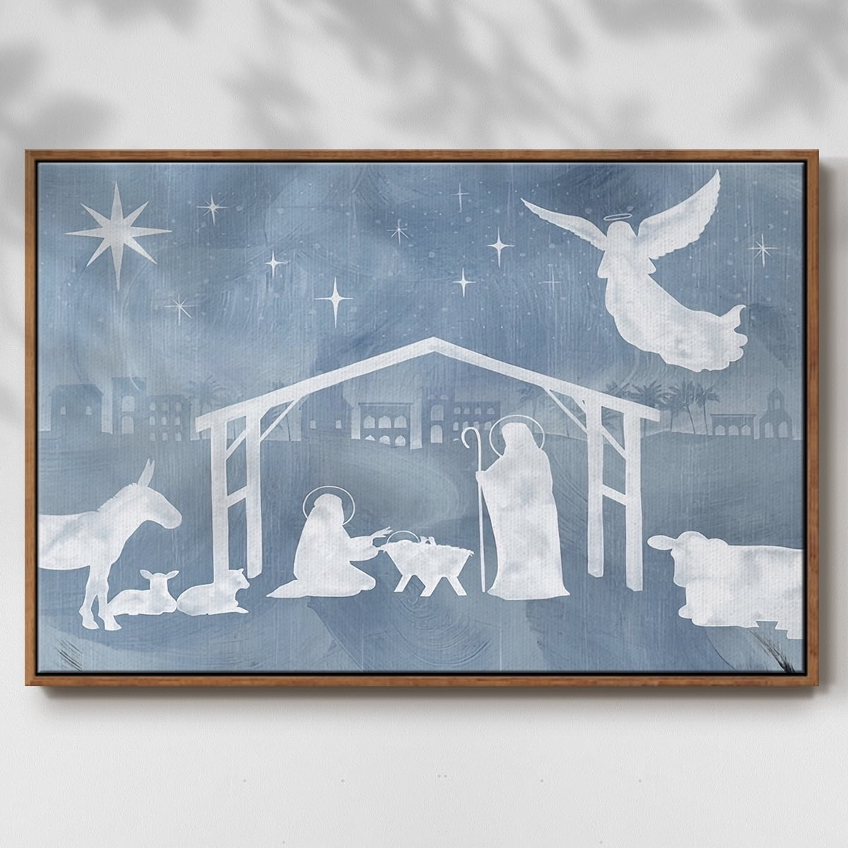 Star of Bethlehem Collection A - Framed Gallery Wrapped Holiday Canvas - 17 x 25 - Rosewood Frame