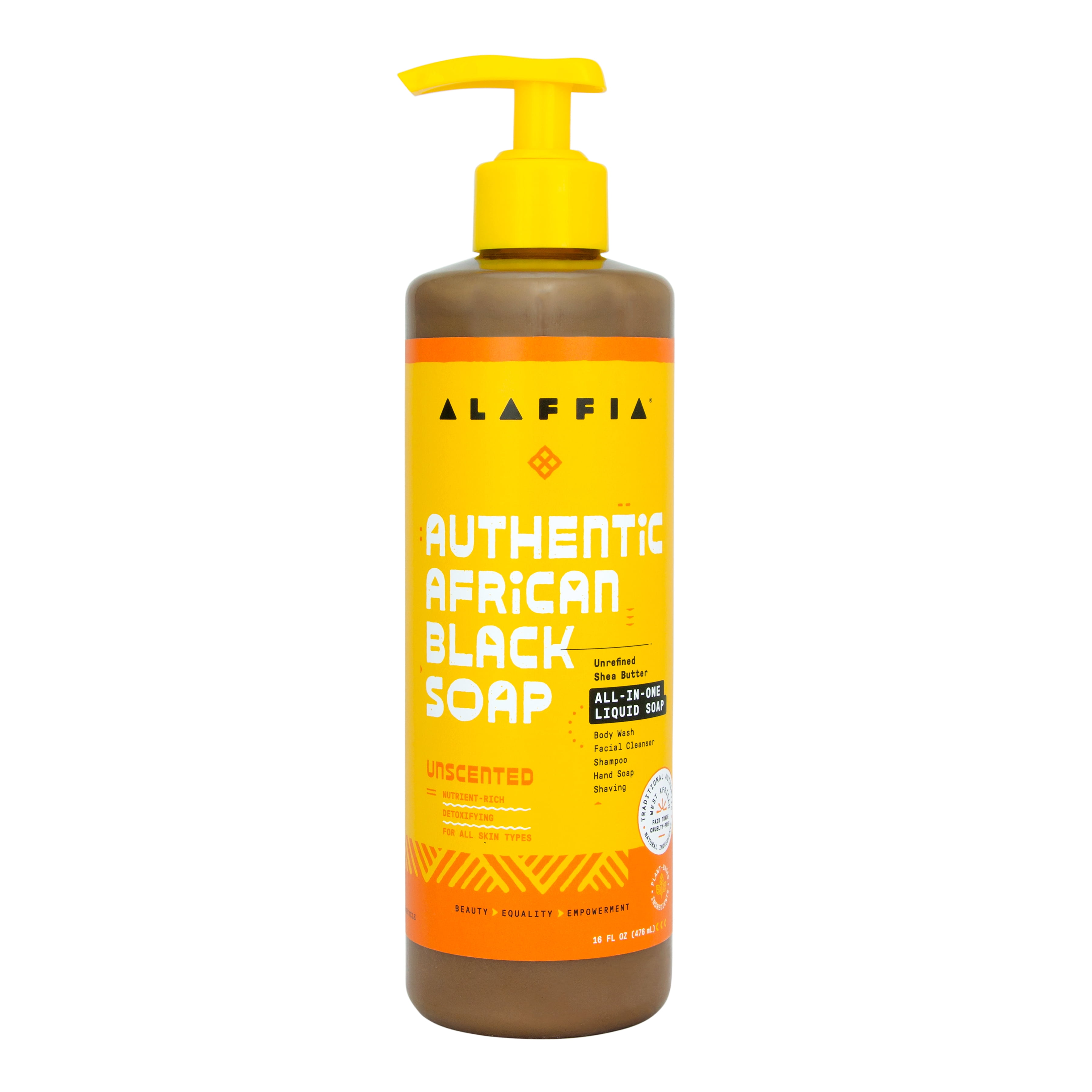 Alaffia Authentic African Black Soap All-In-One, Unscented 16 oz