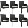 thumbnail image 4 of vidaXL 7 Piece Patio Dining Set with Cushions Black Poly Rattan, 4 of 10