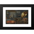 thumbnail image 2 of Floris Van Schooten 14x11 Black Modern Framed Museum Art Print Titled - A Kitchen Still Life with Pots and Pans on a Stone Ledge and Animated Figures in the Background, 2 of 5