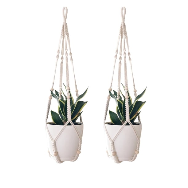 Colgador de Plantas Macramé HUIHONGHOME para Macetas de 13-20 cm Blanco