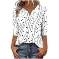 thumbnail image 2 of Neewe V Neck Blouses for Women Dressy Casaul 3/4 Length Sleeve Womens Tops Button Down Shirts, 2 of 6