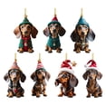 thumbnail image 1 of Colgantes Navideños 2/7 PCS Perro Salchicha Acrílico No 3D Con Sombrero, 1 of 8