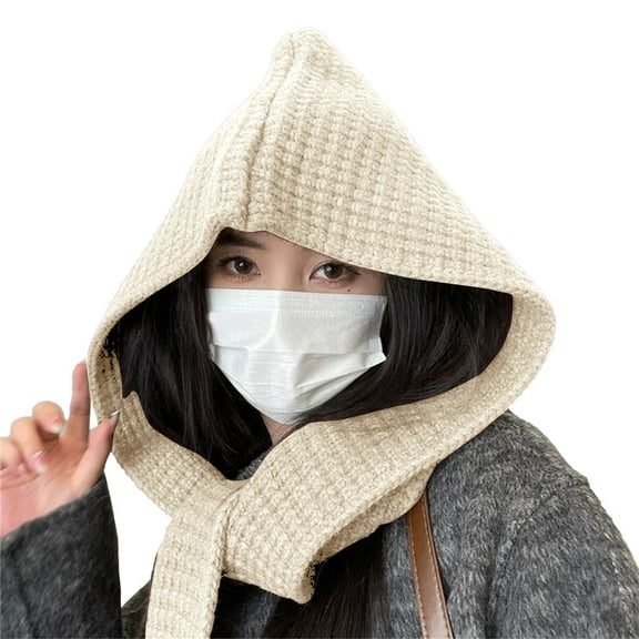 Scarves for Women Lightweight Knitted Women's Hats & Caps Balaclava Winter Hat Cozy Winter Scarf Beige