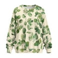 thumbnail image 4 of Xoenoiee Green Eucalyptus Leaves Print Crewneck Fall Sweatshirts for Women Trendy Long Sleeve Pullover Tops Split Y2K Clothes with Side Pockets Plus Size, Size 2XL, 4 of 7
