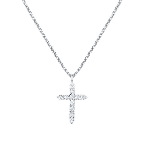 Collar PAVOI con colgante en forma de cruz chapado en oro de 14 quilates para mujer