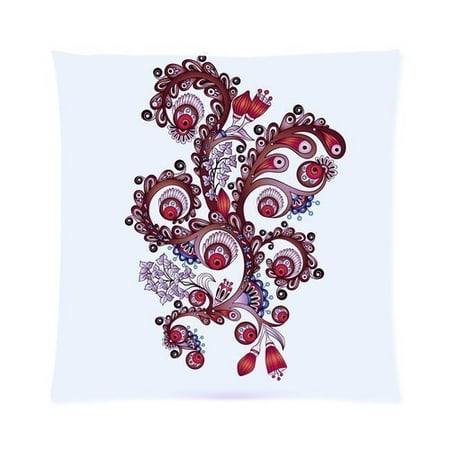 BPBOP Henna Paisley Mehndi Doodles Abstract Floral Zippered Throw Pillow Cover Cushion Case 16x16 inches Two Sides