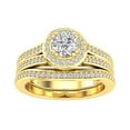 thumbnail image 1 of Certified 1.00ctw Diamond Halo Bridal Set Engagement Ring in 10k Yellow Gold, 1 of 5