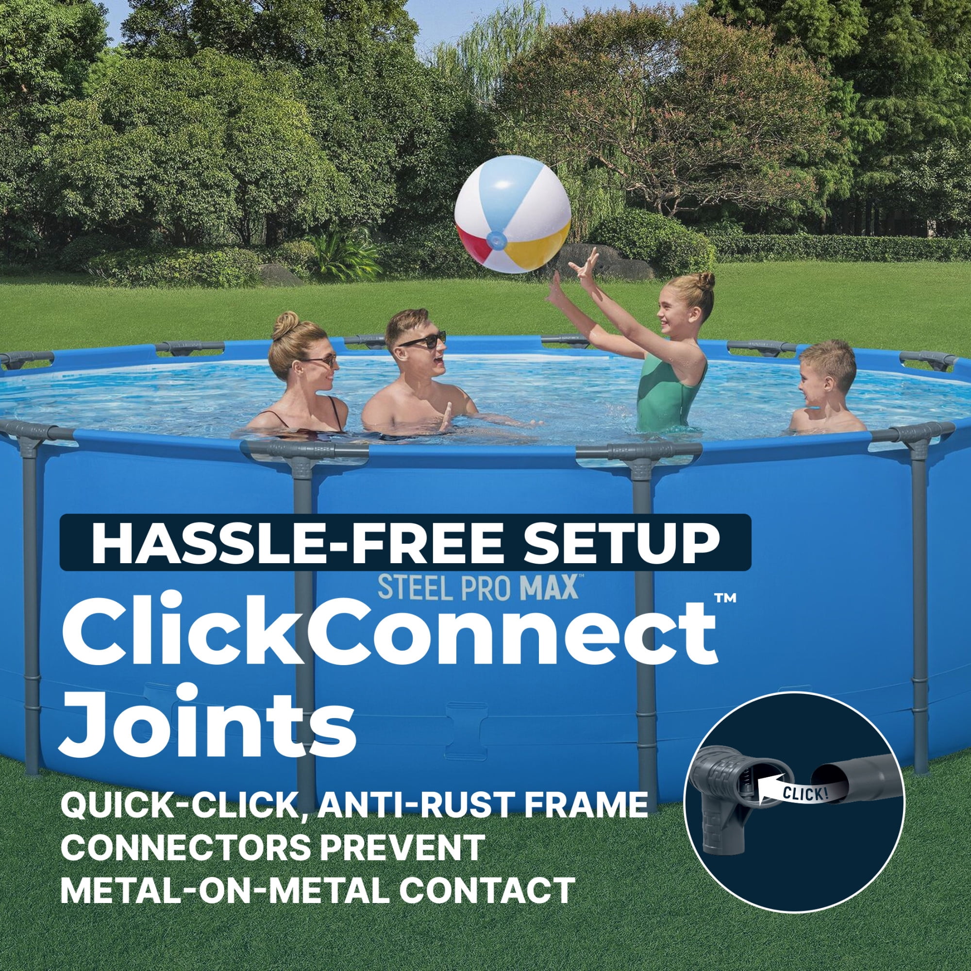 Bestway Steel Pro MAX 14’ x 42" Metal Frame Above Ground Pool, Blue, POOL ONLY