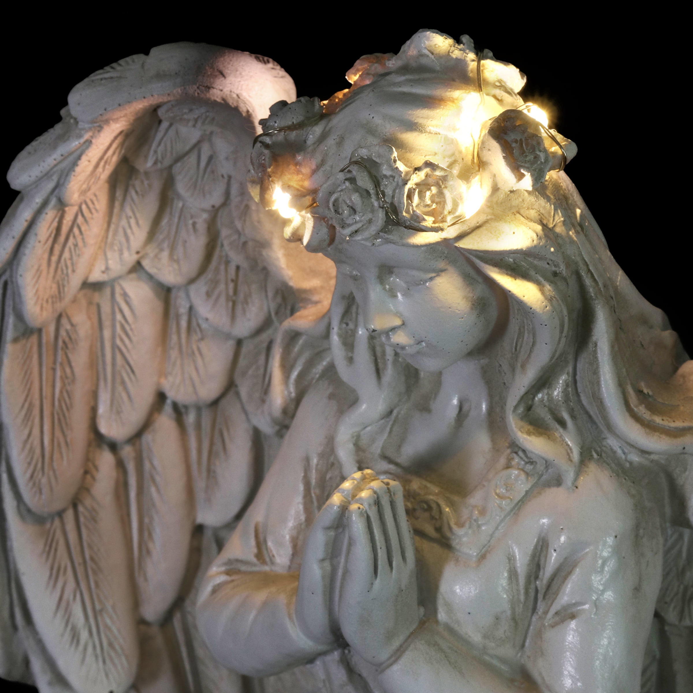 Buy Exhart Angel and Little Boy Angel Resin Garden Statue with LED Halo