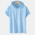 thumbnail image 6 of SDNall Short Sleeve Hoodies for Men Casual Solid Fashion Hooded Pullover Short Sleeve Sports T-Shirt Top Mens Hoodie Sizes:S-4XL, 6 of 9