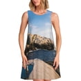 thumbnail image 1 of Vsdgher Robe d'Été Imprimée Phare pour Femmes Décontractée Col en U Robe de Plage Sans Manches Robe Débardeur Ample avec Poche, 1 of 7