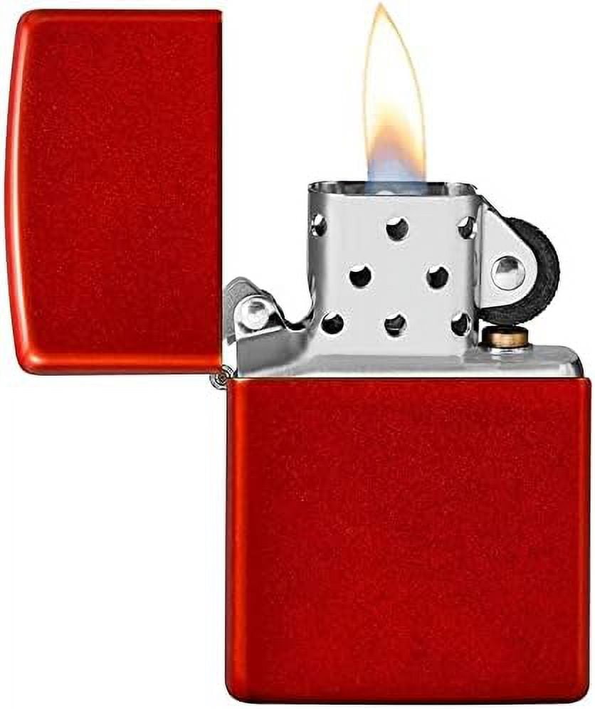 Zippo Lighter - Personalized Message Engraved on Backside Unique Colored Windproof Lighter (Metallic Red #49475)