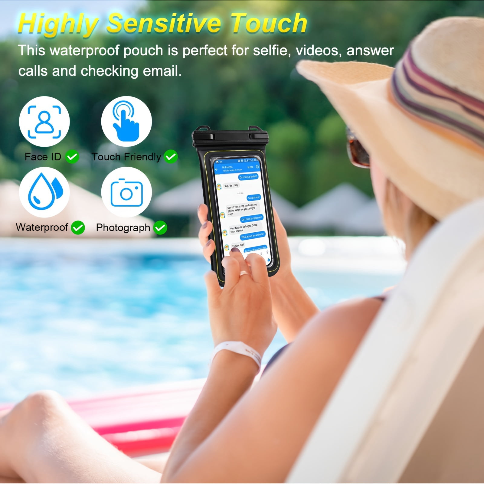 Mobile Phone Floating Waterproof Bag, Universal Mobile Phone Bag Sponge Floating Waterproof Bag Swimming Rafting Beach Outdoor Drying Bag Suitable for iPhone 15 Pro Max 14 13 for SamSung,Max 6.7"