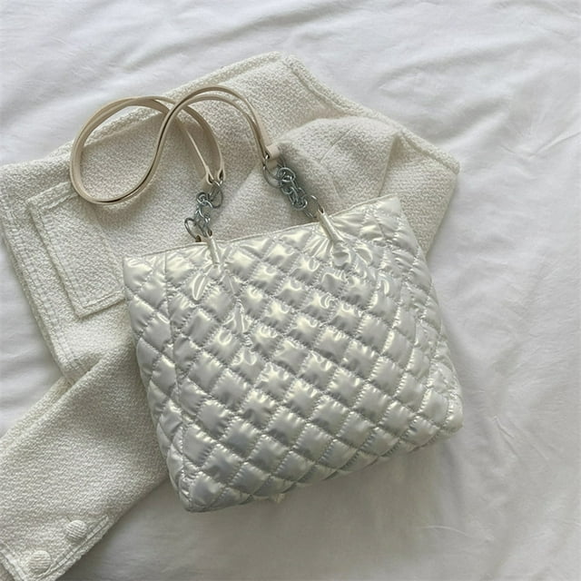 Autumn Winter Ladies Handbags Quilted Top-handle Bags Chain Solid Travel Satchel